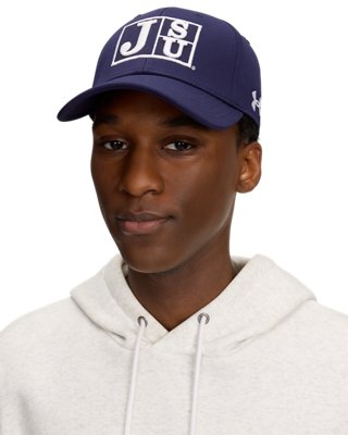 Мужская кепка Under Armour UA Blitzing Collegiate Stretch Fit, цвет: Тёмно-синий / Белый — фото 2