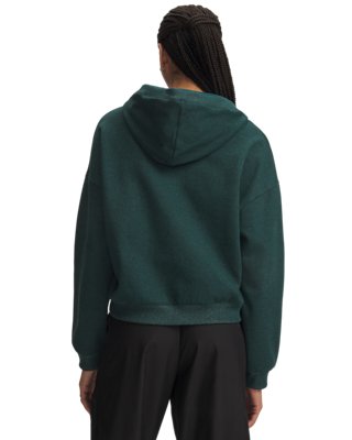 Женское худи Under Armour UA Icon Fleece: Reinvented ½ Zip, цвет: Зелёный меланжевый / Зелёный — фото 2