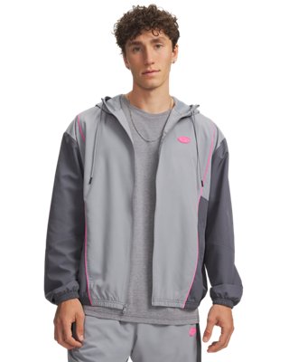 Under Armour Rival Woven Colorblock Jacke für Herren Stahl / Castlerock / Rosa Frenzy 3XL
