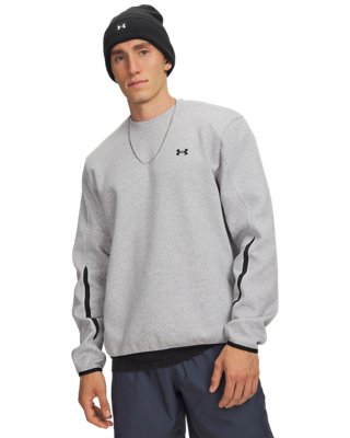 Under Armour Men's Gray Unstoppable Fleece Crew Mod Light Heather / Black L