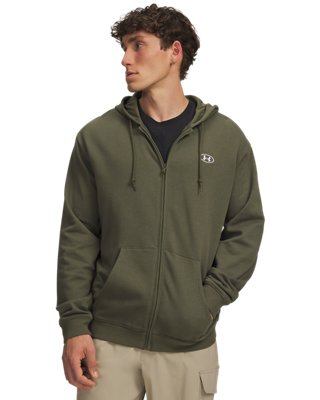 Under Armour Rival Fleece Hoodie mit durchgehendem Zip für Herren Marine OD Grün / Weiß 3XL