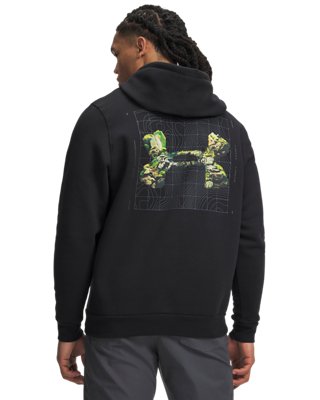 Мужское худи Under Armour UA Icon Fleece ODE Landscape, цвет: Чёрный / Серый — фото 2