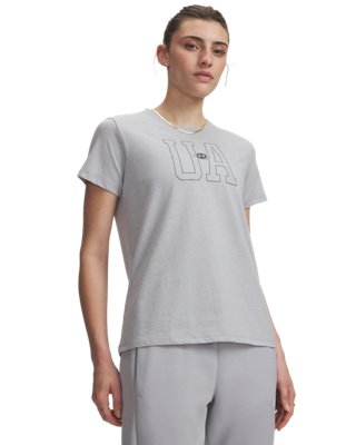 Under Armour Icon Fleece Graphic Kurzarm-Oberteil für Damen Mod Grau Light Heather / Castlerock XS
