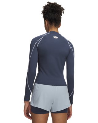 Женский топ Under Armour ColdGear® Neolast™ Mock Long Sleeve, цвет: Серый / Светоотражающий — фото 2