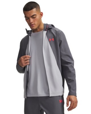 Under Armour Men's Gray Tech™ Utility Woven Jacket Castlerock / Mod / Racer Red L