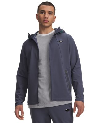 Haut entièrement zippé Under Armour Utility Woven Winterized pour homme Downpour Gris / Downpour Gris / Blanc 3XL