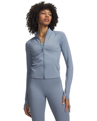 Haut entièrement zippé Under Armour Vanish Elite pour femme Bleu Wind / Metallique Argent M