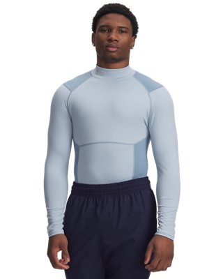 Baselayer de compression à col montant et manches longues ColdGear® Elite pour homme Bleu Fog / Bleu Wind / réfléchissant S