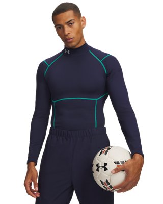 Baselayer de compression à col montant et manches longues ColdGear® Elite pour homme Midnight Bleu Marine / Geode Vert / réfléchissant S