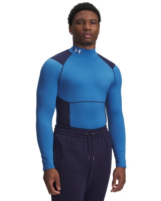 Baselayer de compression à col montant et manches longues ColdGear® Elite pour homme Aegean Bleu / Midnight Bleu Marine / réfléchissant S