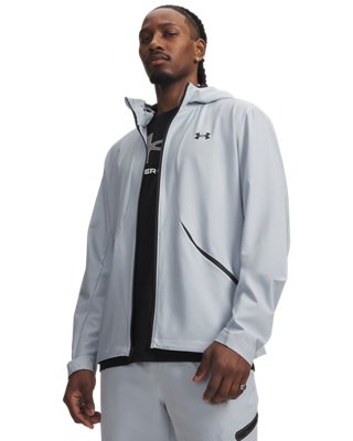 Under Armour Men's Gray Unstoppable Woven Jacket Blue Fog / Black M
