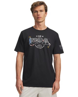 Мужской топ Under Armour UA Freedom 1776 Short Sleeve, цвет: Чёрный / Белый — фото 1