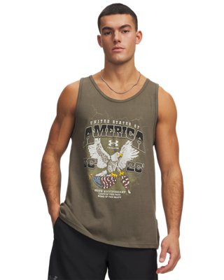 Мужской топ Under Armour UA Freedom 1776, цвет: Морской зелёный / Белый — фото 1