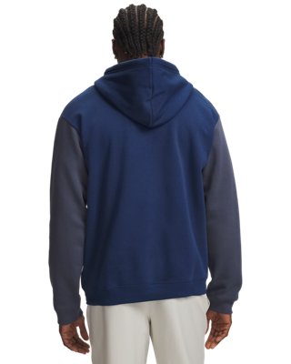Мужское худи Under Armour UA Rival Fleece Striped, цвет: Тёмно-синий / Серый — фото 2