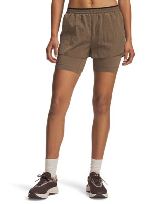 Under Armour HB Run 2-in-1-Shorts für Damen Desert Taupe / Reflektierend XS
