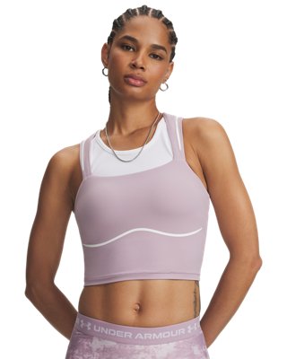 Женский топ Under Armour UA Meridian Contour, цвет: Розовато-лиловый розовый / Белый — фото 1