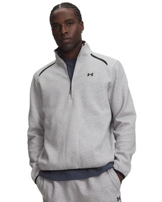 Under Armour Men's Gray Unstoppable Fleece ½ Zip Mod Light Heather / Black L