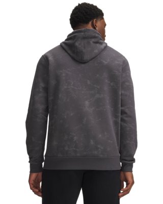 Мужское худи Under Armour UA Rival Fleece Washed Collegiate, цвет: Тёмно-серый / Белый — фото 2