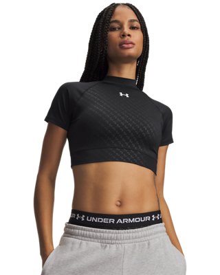 HeatGear® Emboss Women's Crop Mock Short Sleeve
